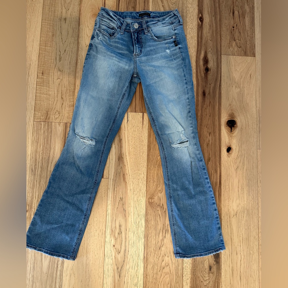 Silver Jeans Blue slim boot Jeans with Distressed Details